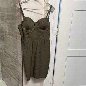 Haute Monde Olive Green Bustier Bodycon Mini Dress